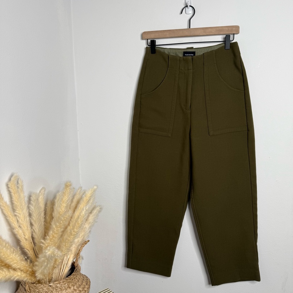Frank and Oak The Utility Alice Straight Pant in Dark Olive Sz 6 Minimalist - Picture 2 of 16